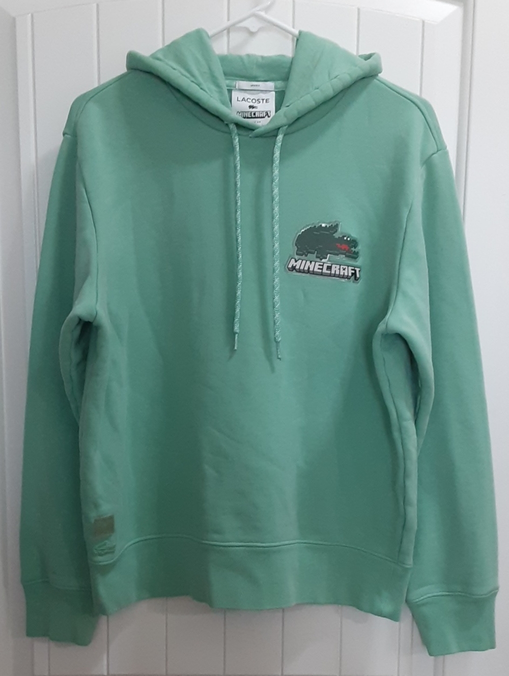 Lacoste x Minecraft Hoodie Green Limited Edition Classic Fit Size L Unisex EUC